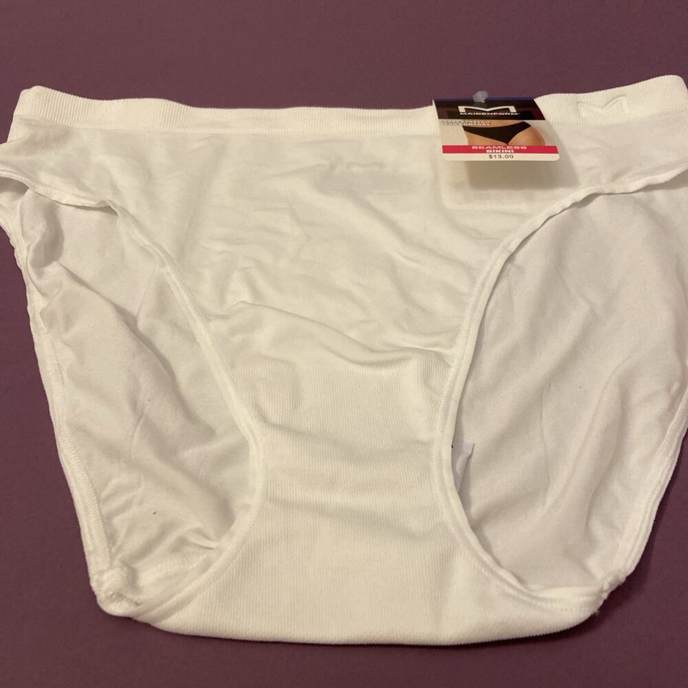 NEW! MAIDENFORM WHITE SEAMLESS BIKINI PANTIES / EX - Large / Size 8/ $13